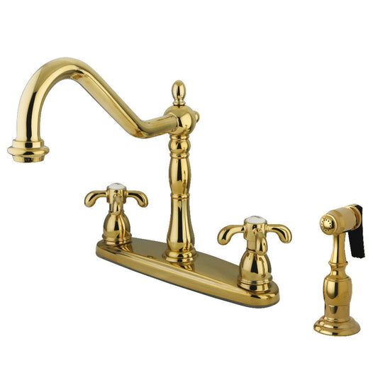 French Country Centerset Kitchen Faucet in Polished Brass