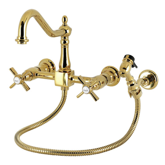 Millennium Wall Mount Kitchen Faucet in Polished Brass