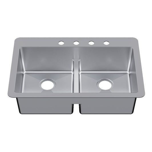 Quebec 33 Inch Dual-Mount Sink in Brushed Stainless