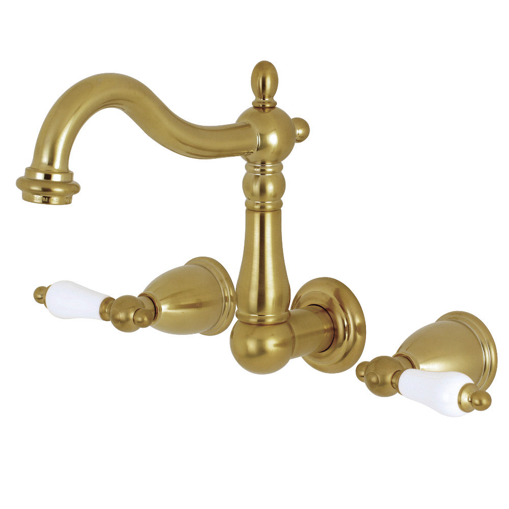 Heritage Wall-Mount Bathroom Faucet in Brushed Brass