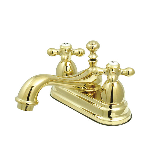 Restoration 4 Inch Centerset Bathroom Faucet in Polished Brass