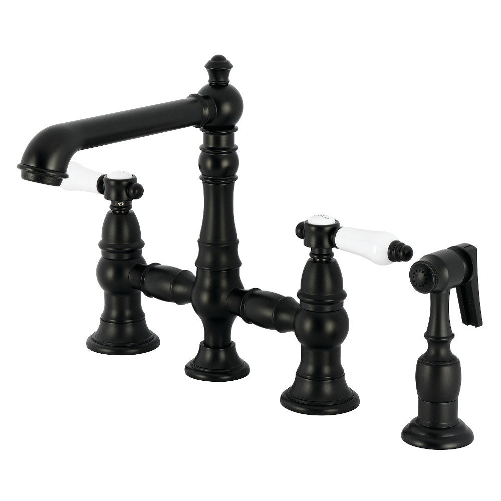 Bel-Air Bridge Kitchen Faucet in Matte Black