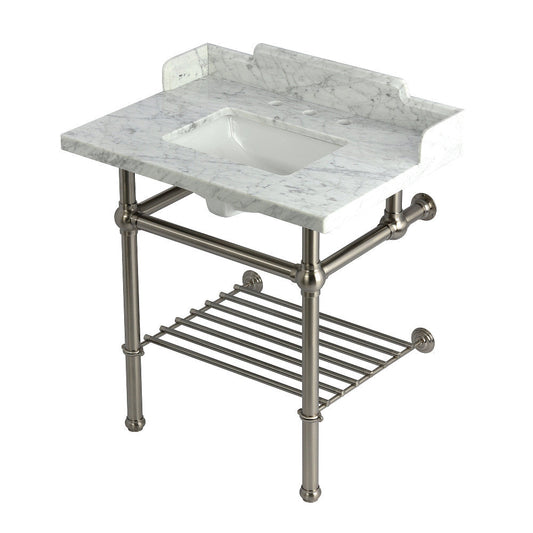 Pemberton 30 Inch Console Sink in Carrara Marble