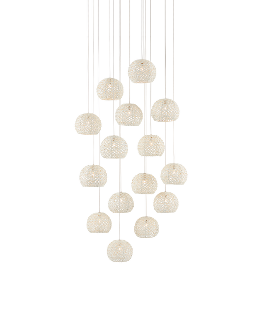 Piero White 15-Light Round Multi-Drop Pendant