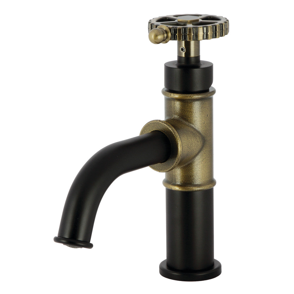 Fuller Single-Hole Bathroom Faucet in Matte Black/Antique Brass