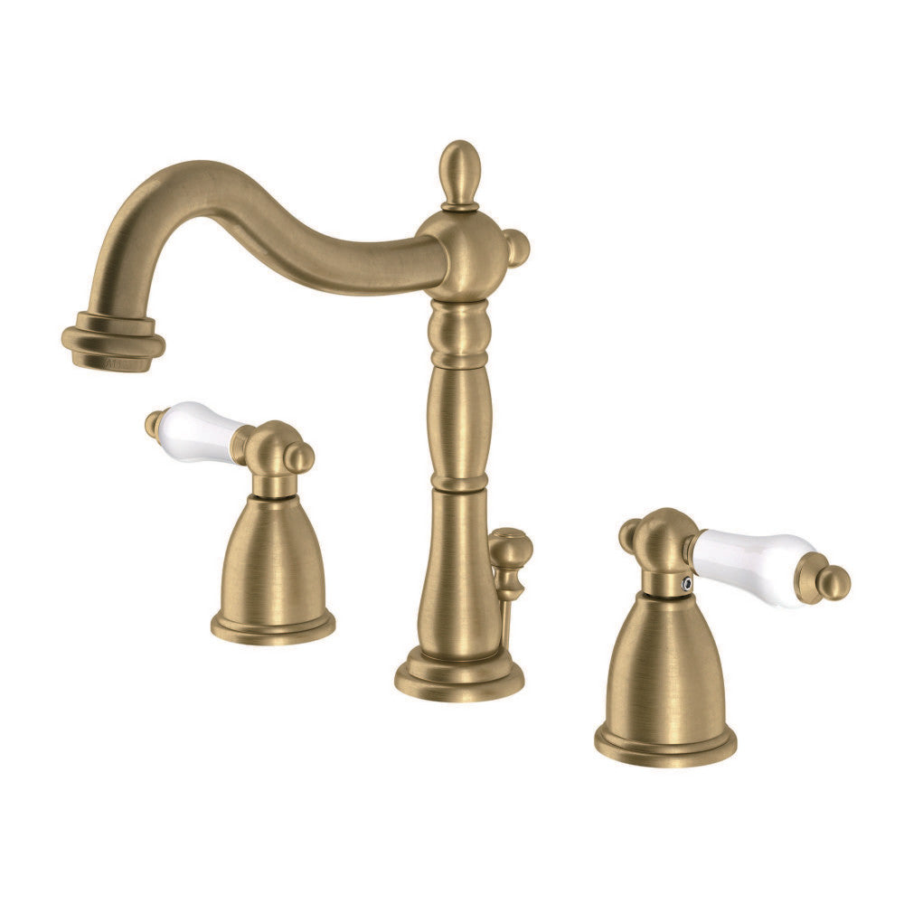 Heritage Widespread Bathroom Faucet in Brushed Brass