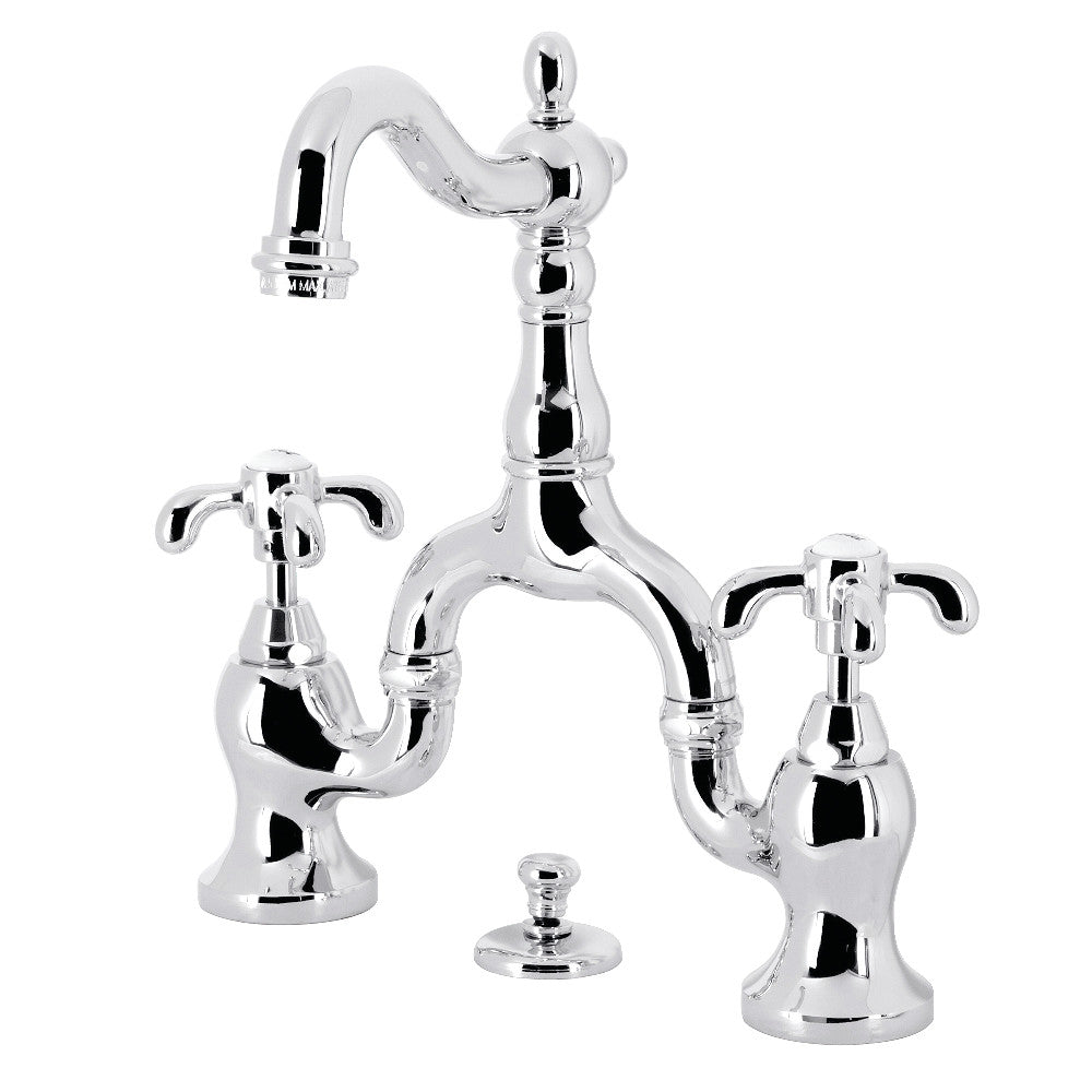 French Country Bridge Bathroom Faucet in Polished Chrome