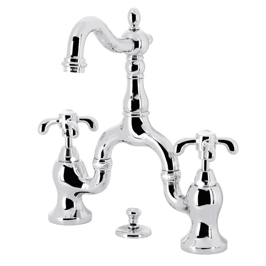 French Country Bridge Bathroom Faucet in Polished Chrome