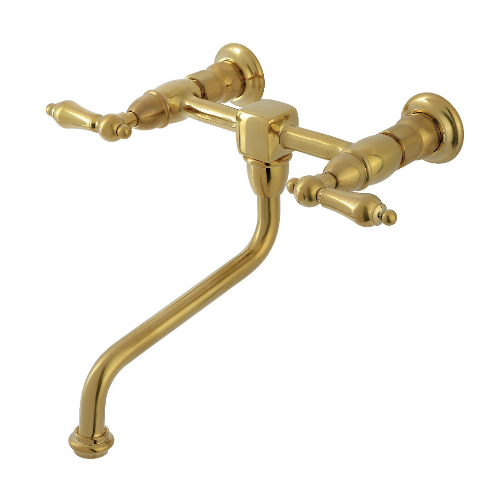Heritage Wall-Mount Bathroom Faucet in Brushed Brass