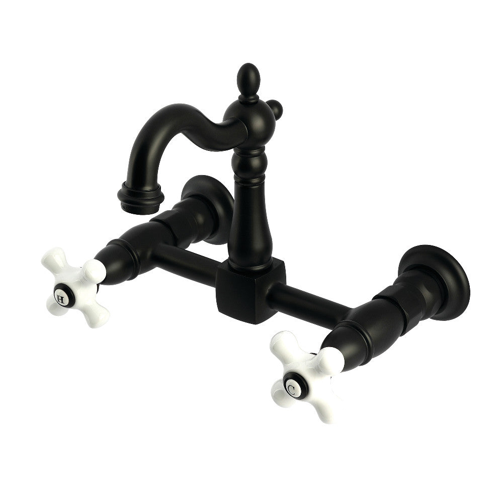 Heritage Wall Mount Kitchen Faucet in Matte Black