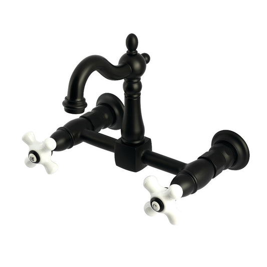 Heritage Wall Mount Kitchen Faucet in Matte Black