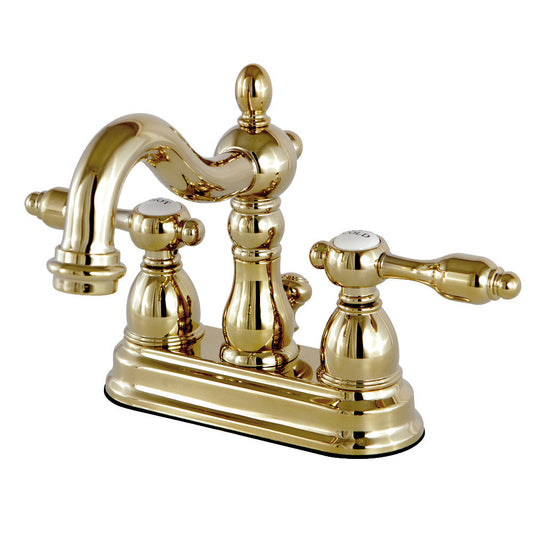 Tudor 4 Inch Centerset Bathroom Faucet in Polished Brass
