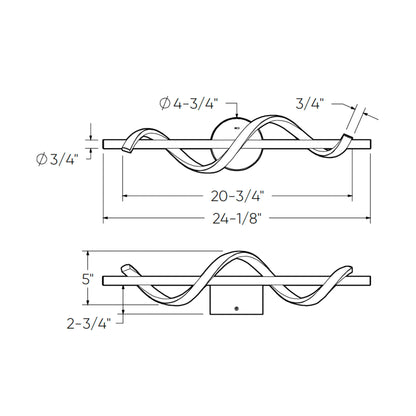 24in horizontal swirl pendant, 5CCT - Black