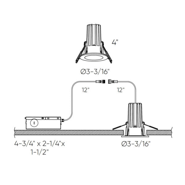 Round regressed recessed light - High Power - universal 120V-347V, 0-10V dimming