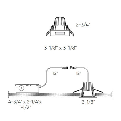 2 Inch Square Indoor/Outdoor Regressed Down Light