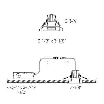 2 Inch Square Indoor/Outdoor Regressed Down Light