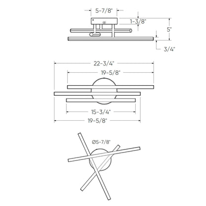 Three branch Flush mount