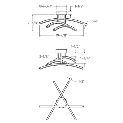 3 Curved Branch Flush Mount