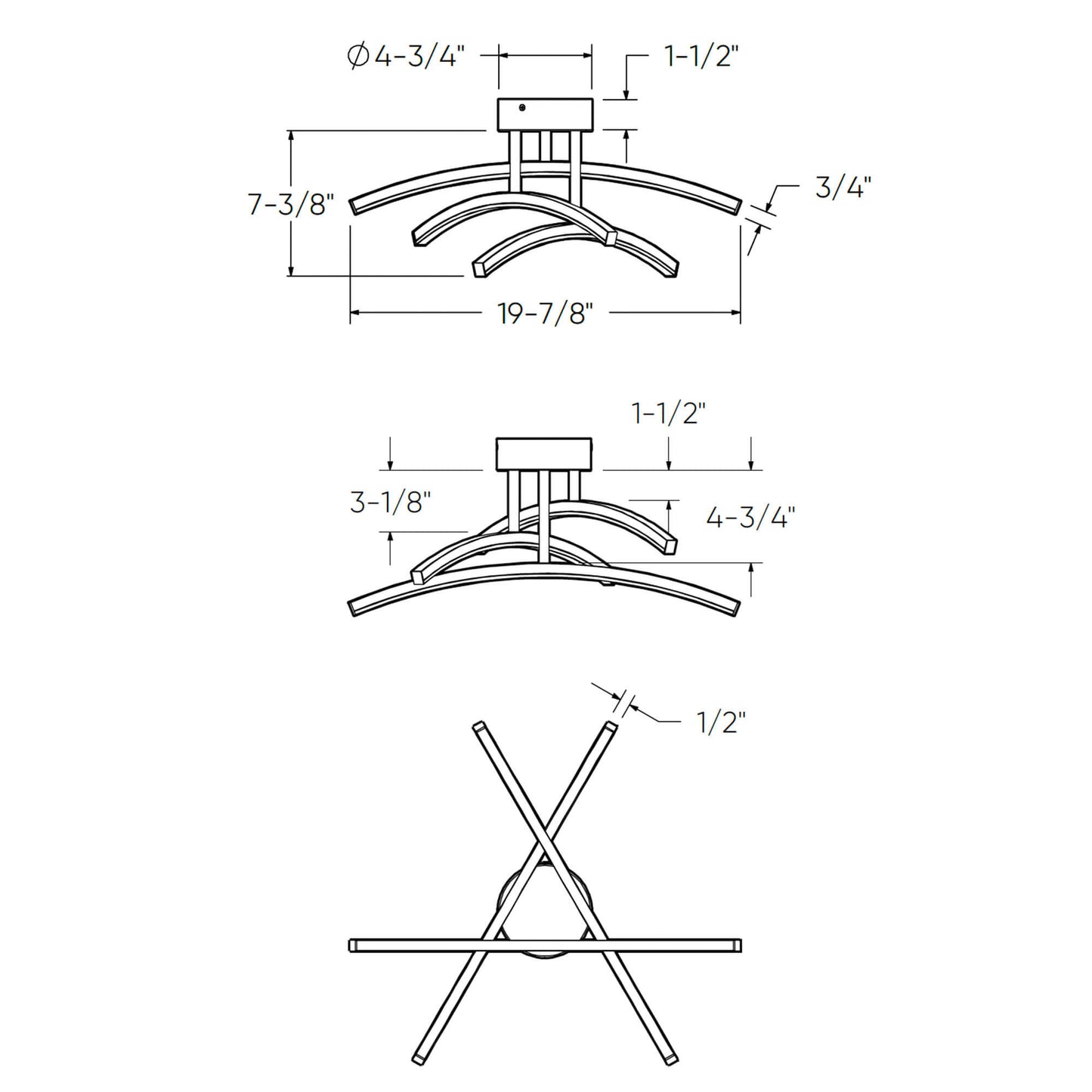 3 Curved Branch Flush Mount