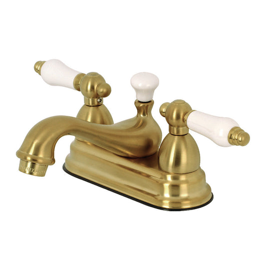 Restoration 4 Inch Centerset Bathroom Faucet in Brushed Brass