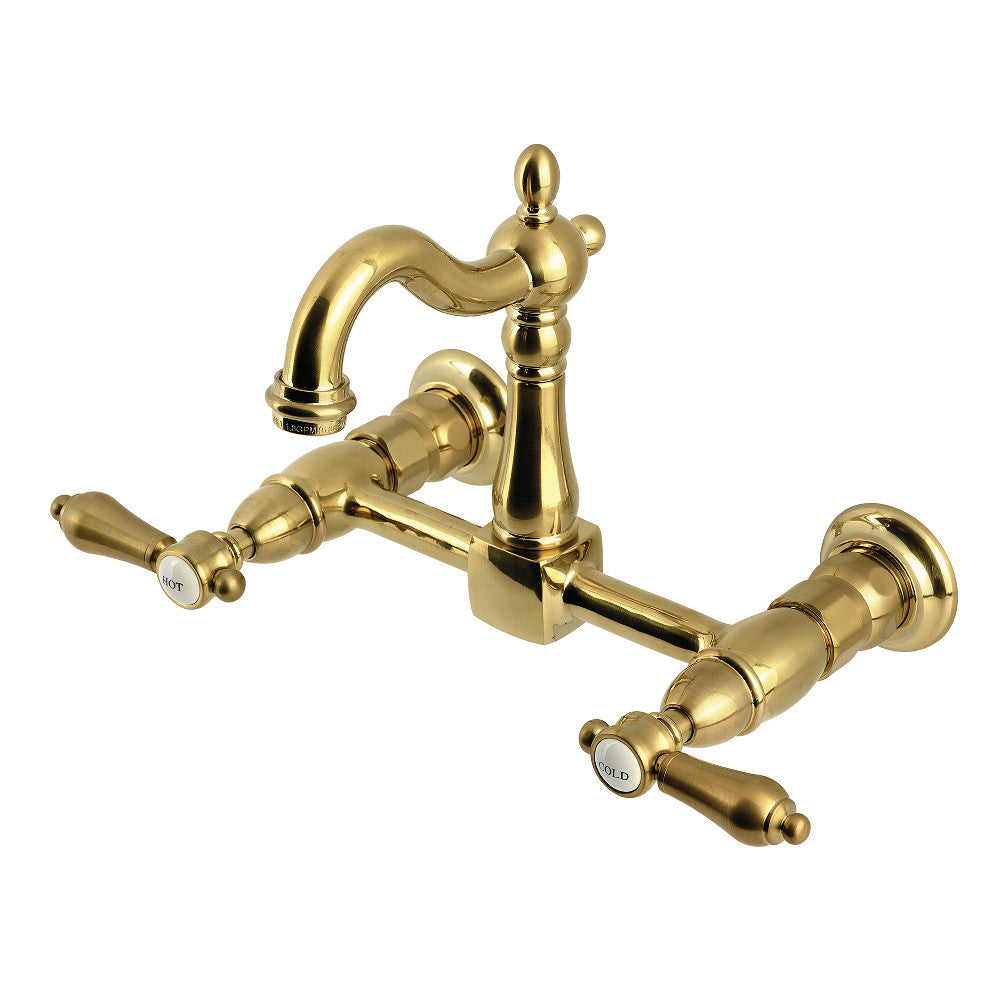 Heirloom Wall Mount Kitchen Faucet in Brushed Brass