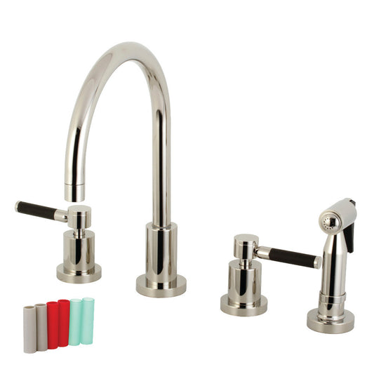 Kaiser Widespread Kitchen Faucet in Polished Nickel