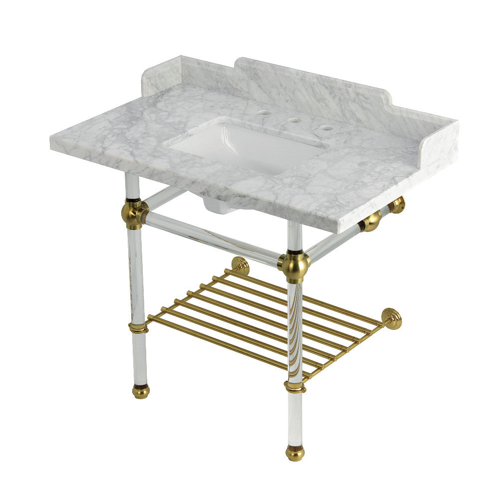 Pemberton 36 Inch Console Sink in Carrara Marble