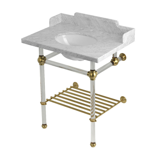 Pemberton 30 Inch Console Sink in Carrara Marble
