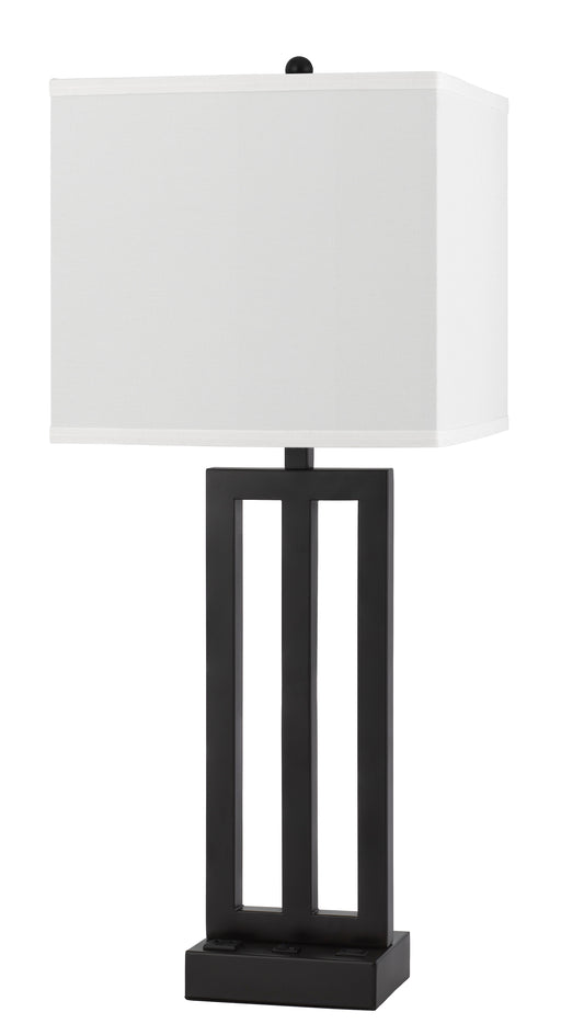 Cachan Metal Night Stand Lamp With Power Outlets And Usb Charging Port