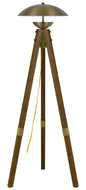 Lakeland 18W intergrated LED tripod birch wood floor lamp with half domed metal shade