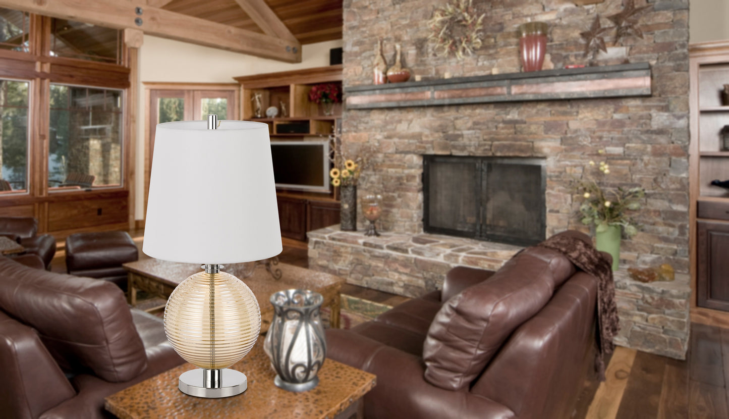 150W 3 Way Salisbury Glass Table Lamp With Hardback Fabric Shade