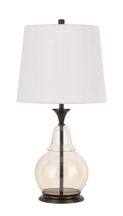 150W 3 Way Kittery Glass Table Lamp With Hardback Fabric Shade