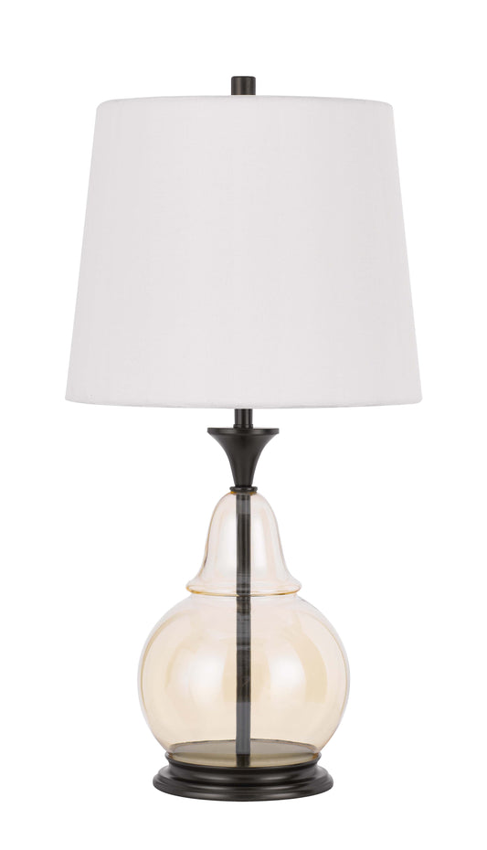 150W 3 Way Kittery Glass Table Lamp With Hardback Fabric Shade