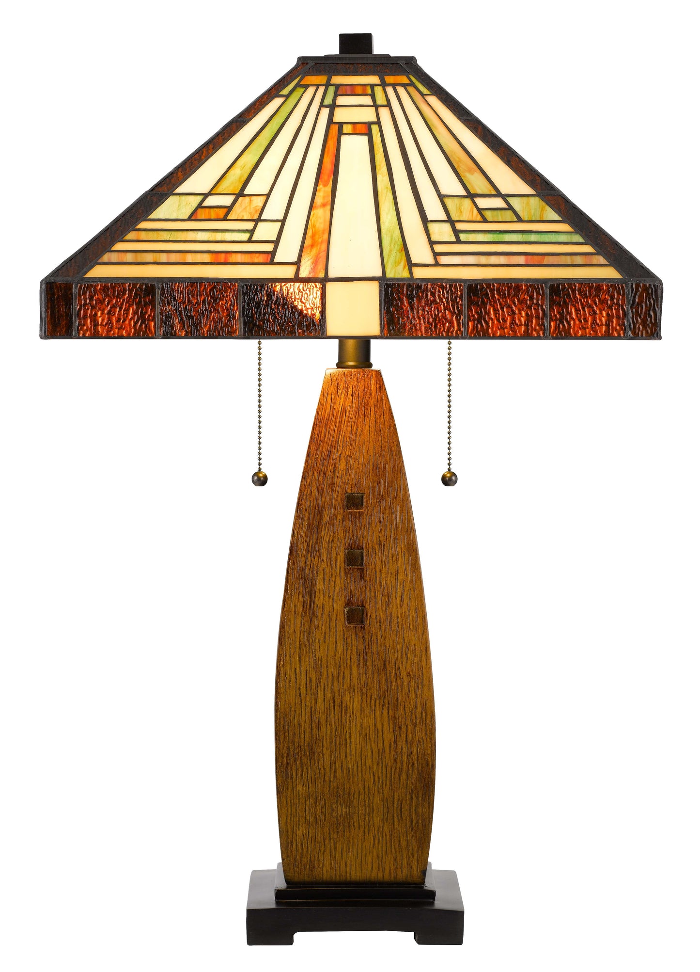 60W X 2 Tiffany Table Lamp With Pull Chain Switch With Resin Lamp Body