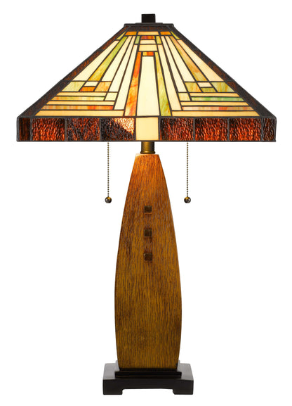 60W X 2 Tiffany Table Lamp With Pull Chain Switch With Resin Lamp Body