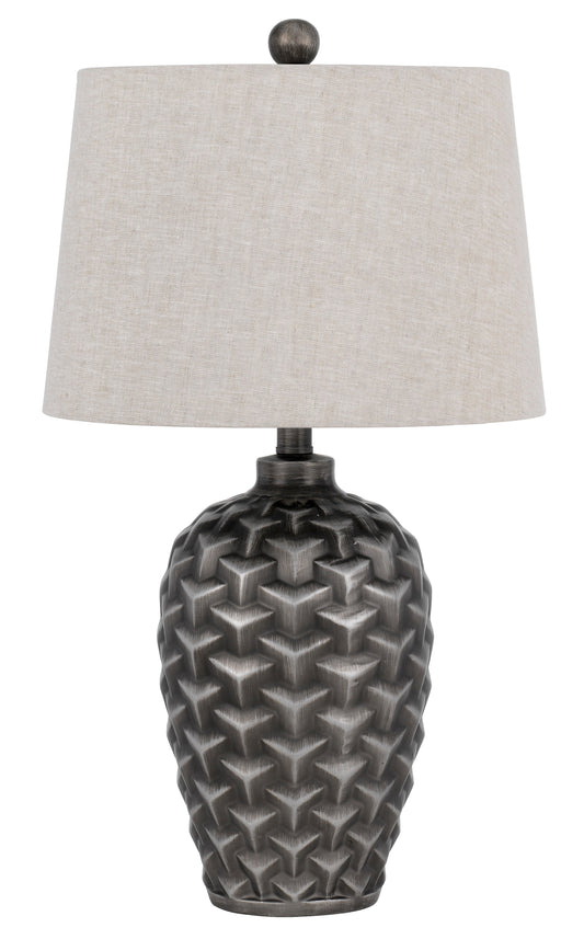 Dresano Resin Table Lamp With Linen Hardback Taper Drum Shade