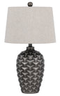 Dresano Resin Table Lamp With Linen Hardback Taper Drum Shade