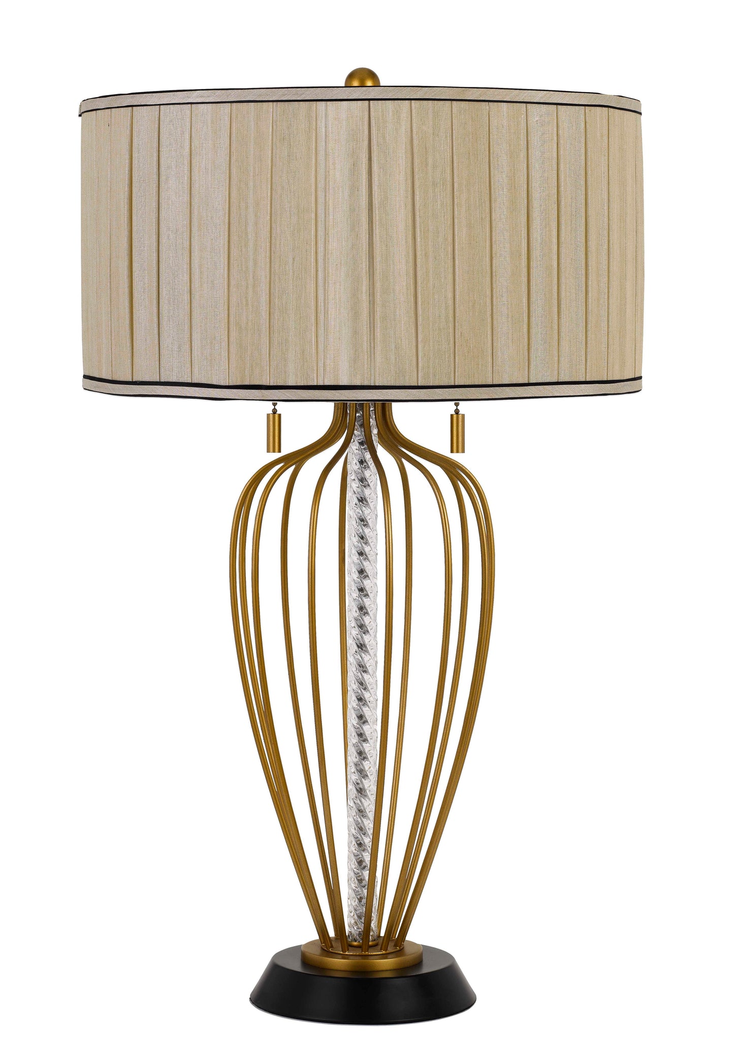 Laval 60W X 2 Metal Table Lamp With Pleated Softback Fabric Shade And Pull Chain Switch