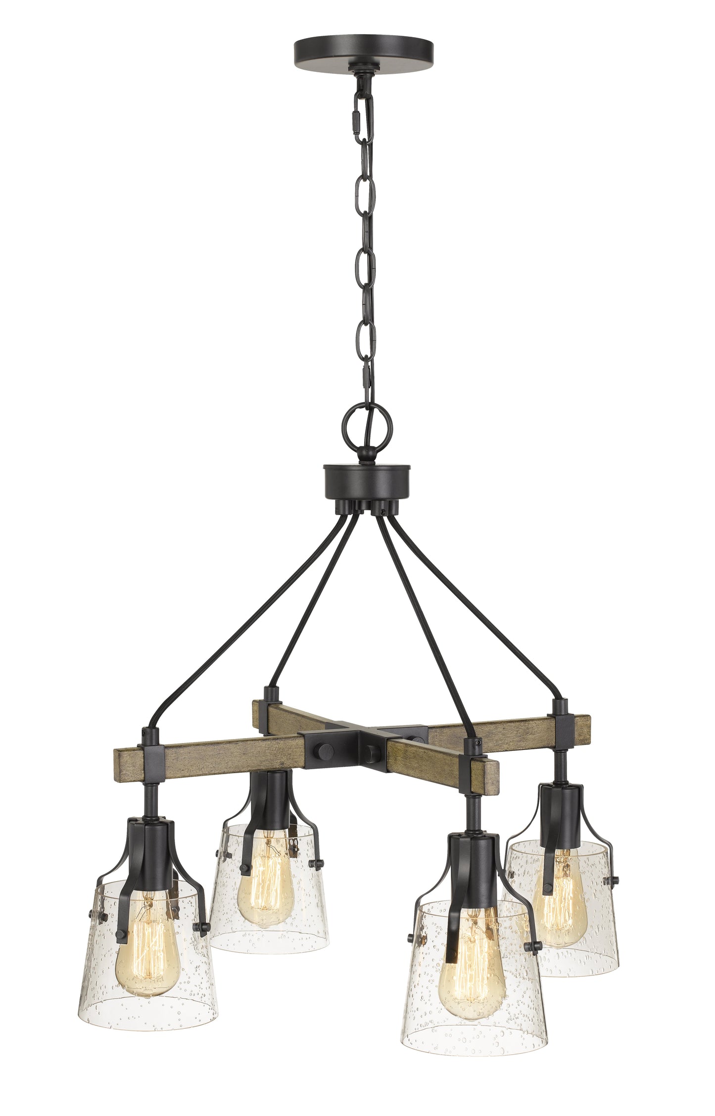 60W X 4 Aosta Metal Chandelier With Bubbled Glass Shades (Edison Bulbs Are Not Included)