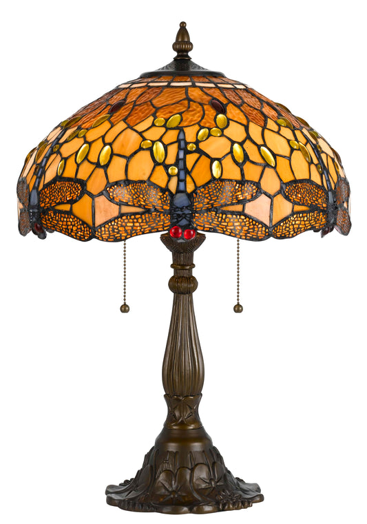 60W X 2 Tiffany Table Lamp With Zinc Cast Base