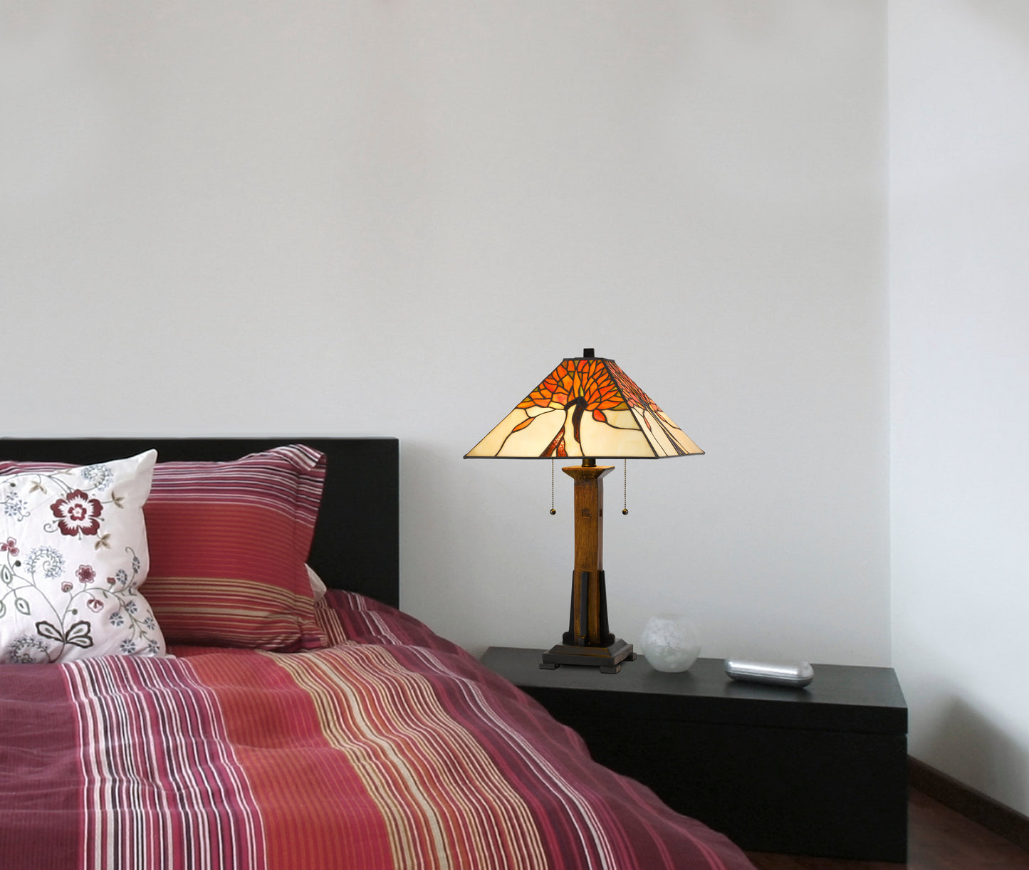 23" Height dark bronze resin lamp with square Tiff