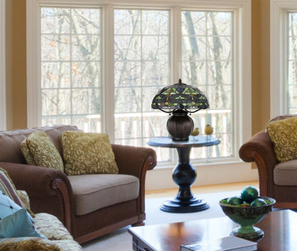 60W X 2 Tiffany Table Lamp With Pull Chain Switch With Metal Lamp Body