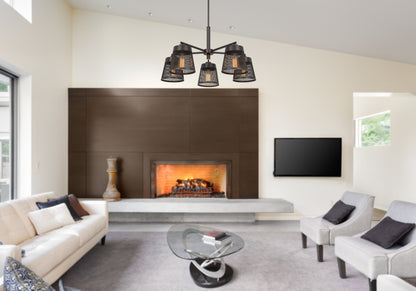 60W X 5 Hampton Metal Chandelier With Mesh Shades