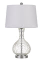 150W Nador Glass Table Lamp With Taper Drum Hardback Fabric Shade