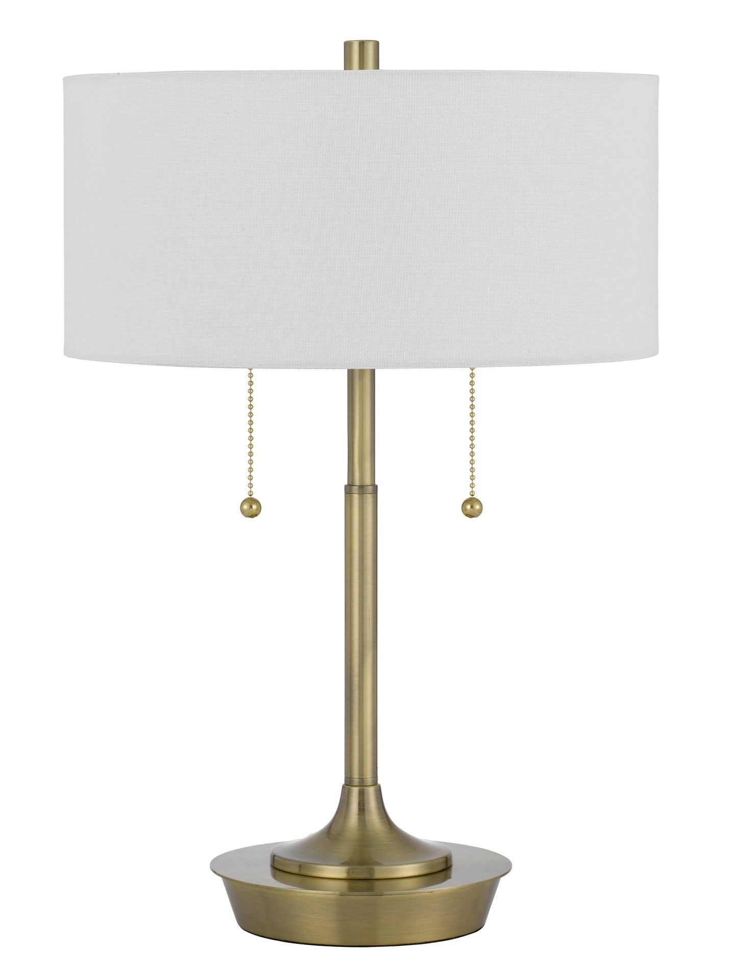 Kendal Metal Table Lamp With Pull Chain Switch, Drum Fabric Shade