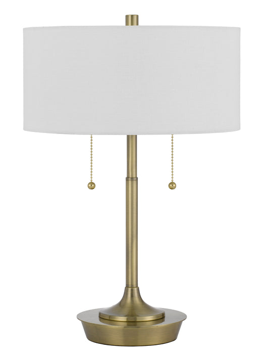 Kendal Metal Table Lamp With Pull Chain Switch, Drum Fabric Shade