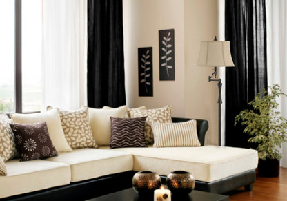 150W 3 Way Madison Swing Arm Metal Floor Lamp With Burlap Shade