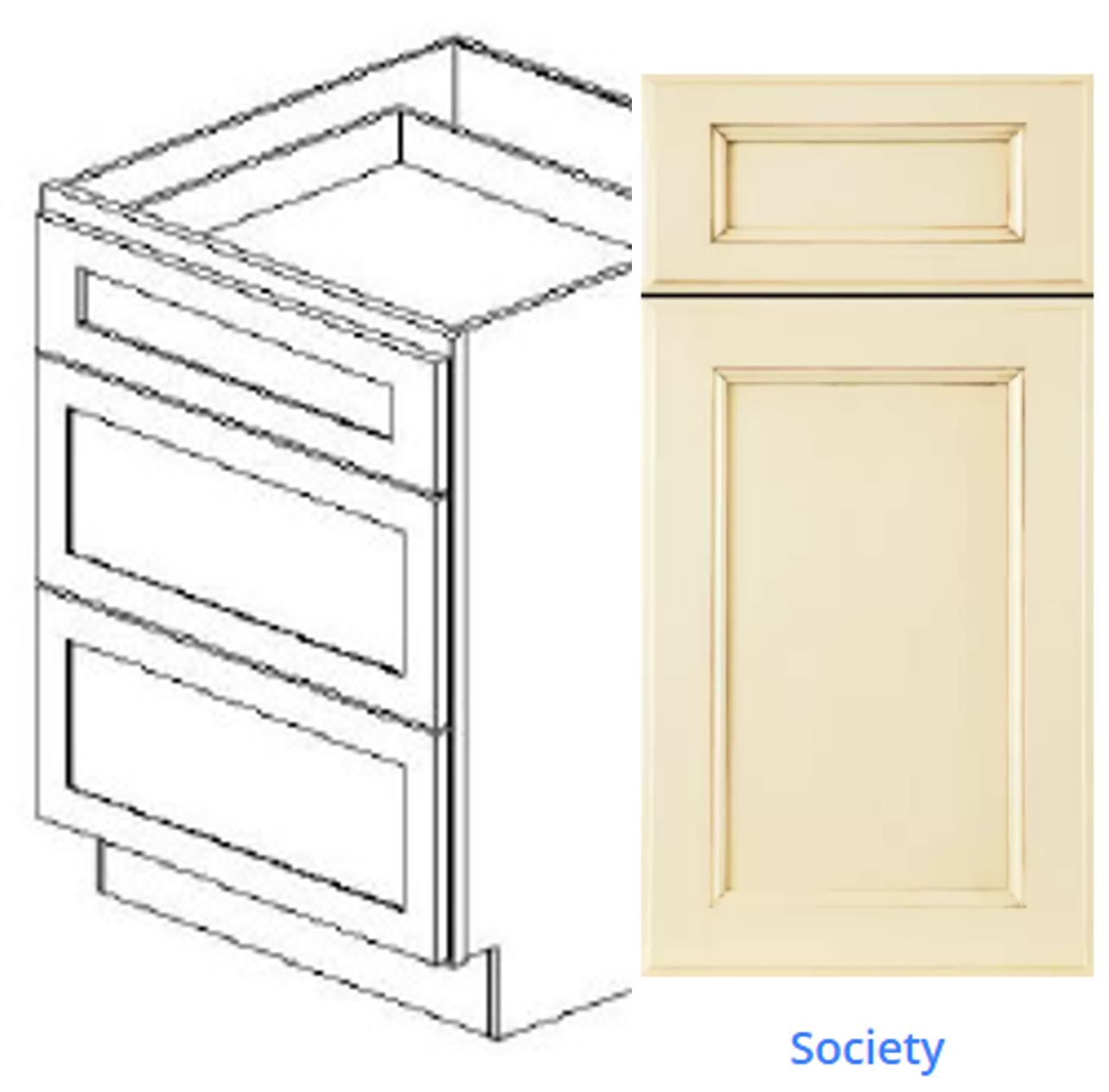Luxury Frameless Cabinet 18 in. vanity 3-drawer base cabinet