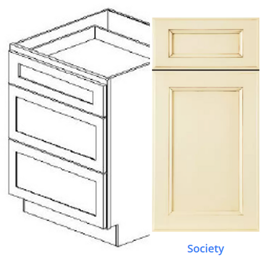 Luxury Frameless Cabinet 18 in. vanity 3-drawer base cabinet