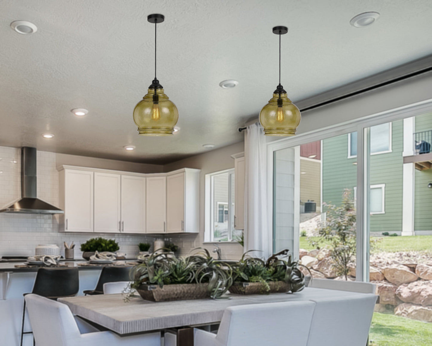 60W Rovigo Rippled Glass Pendant